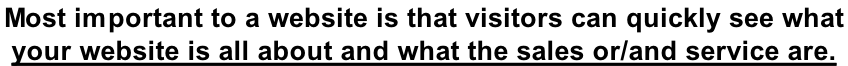 Most important to a website is that visitors can quickly see what  your website is all about and what the sales or/and service are.
